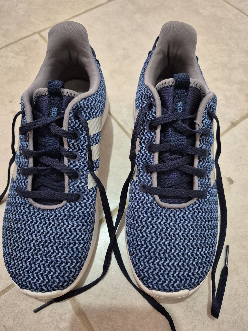 adidas Blue Knit Kids Sneakers with Navy Accents